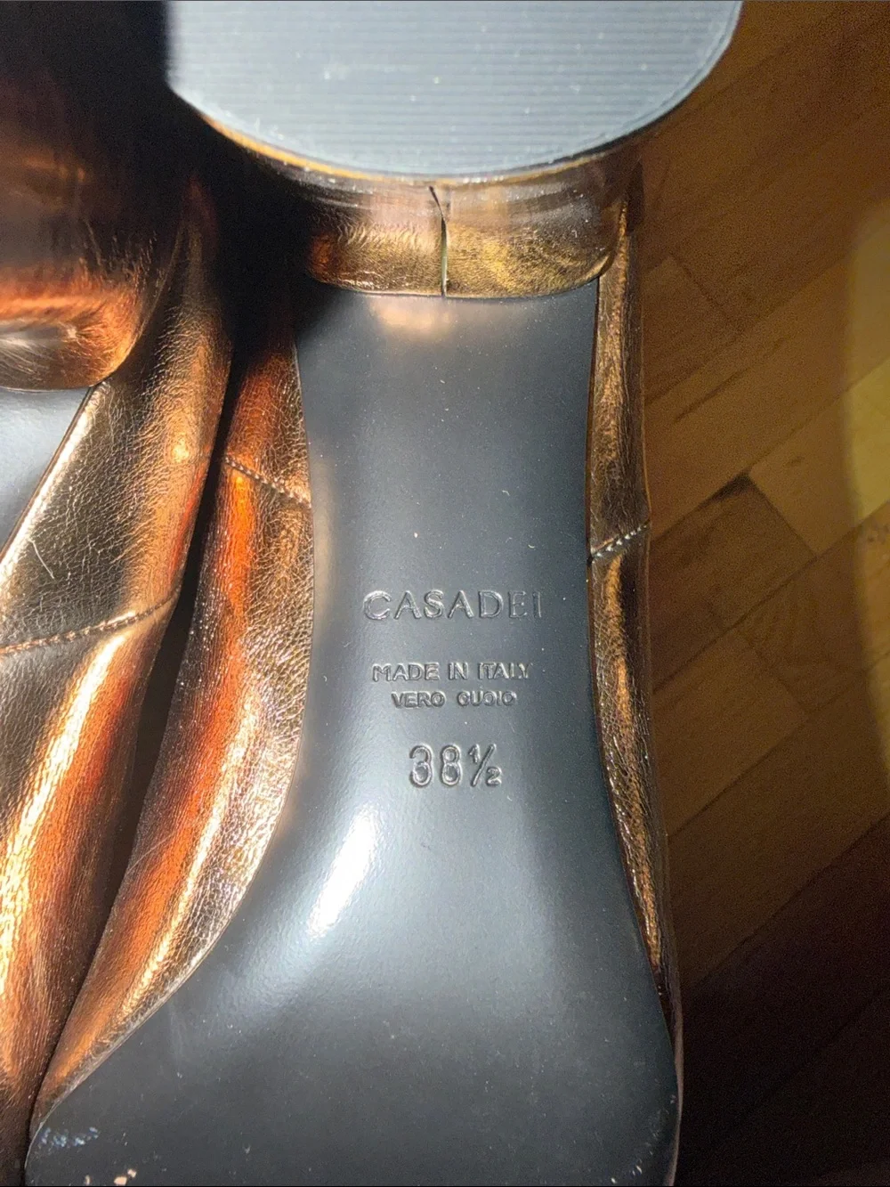 Casadei Gold Metallic Leather Knee-High Boots